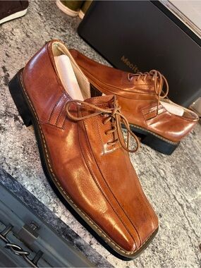 GIORGIO V Men's Shoes Brown Vero Cuoio Leather Dress Square Toe Oxford NEWSZ 11
